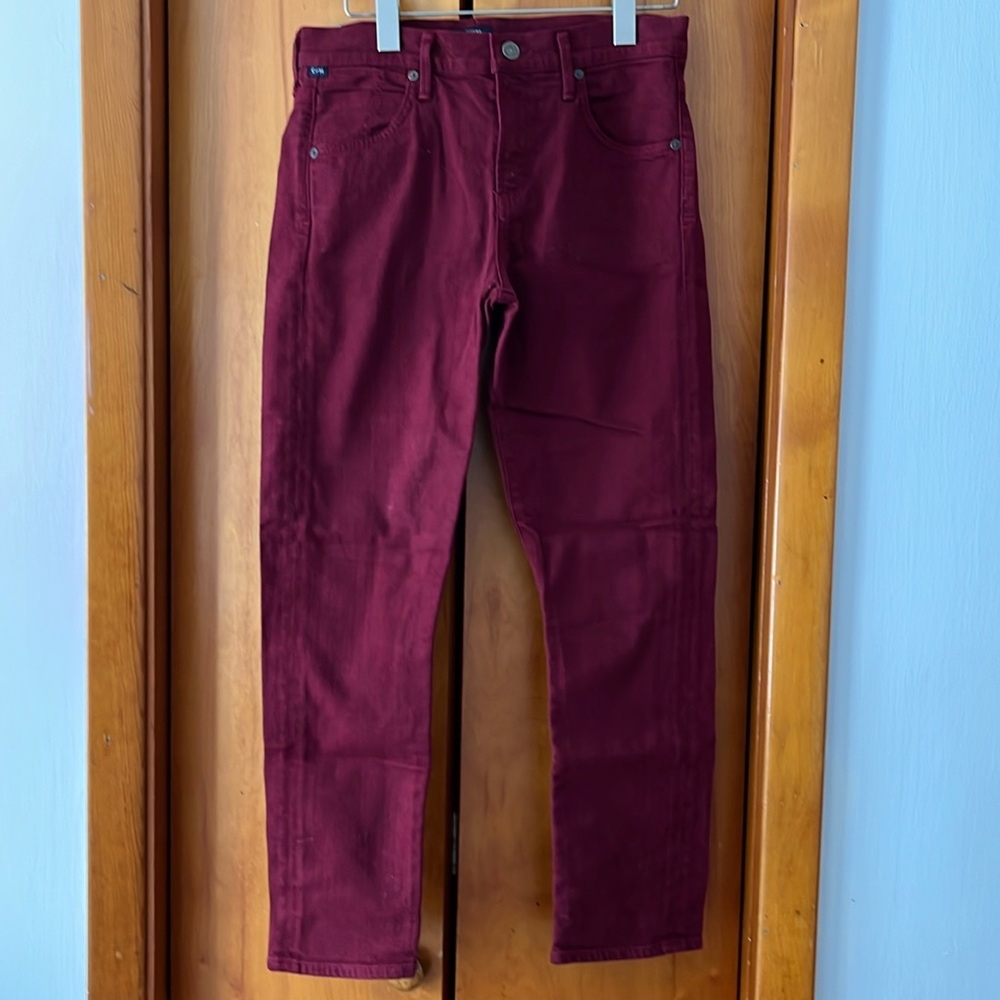 Citizen of Humanity Elsa Mid Rise Slim Crop Jeans Maroon Red Size 27